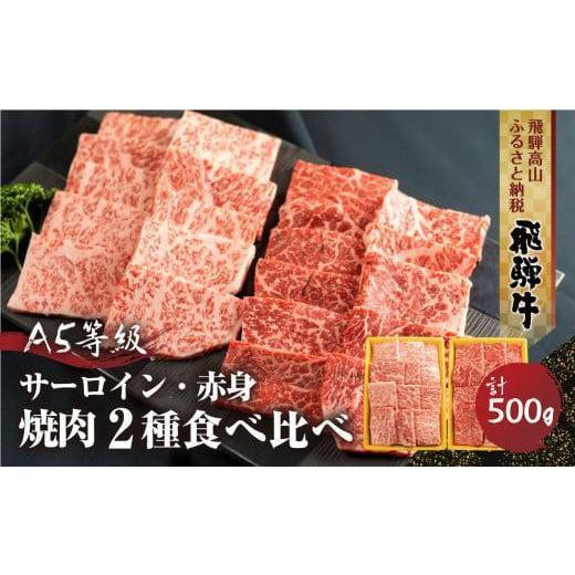 ふるさと納税 牛肉 サーロイン 岐阜県 高山市 2種食べ比べ 焼肉 飛騨牛 A5等級 500g ( サーロイン250g+赤身もも 250g) | 焼き肉用 黒毛和牛 ブランド牛 和牛 …