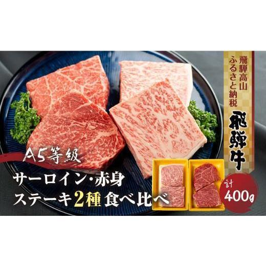 ふるさと納税 牛肉 サーロイン 岐阜県 高山市 2種食べ比べ ステーキ 飛騨牛 A5等級 ステーキ 400g (サーロイン200g+もも200g) | 黒毛和牛 ブランド牛 和牛 牛…
