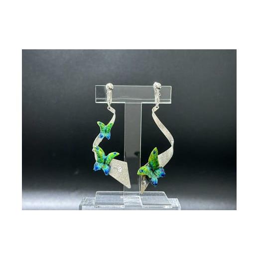 ふるさと納税 民芸品・工芸品 千葉県 船橋市 緑瑠璃蝶 らせんイヤリング