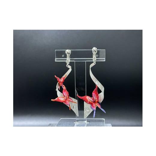 ふるさと納税 民芸品・工芸品 千葉県 船橋市 レッド蝶 らせんイヤリング