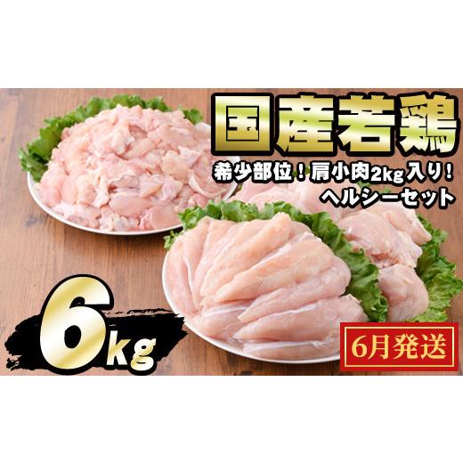 ふるさと納税 鶏肉 ムネ 鹿児島県 東串良町 0124806a-2606 2026年6月発送予定 国産若鶏肉ヘルシーセット(合計6kg・ムネ、ささみ、肩小肉) 鶏肉 鳥肉 とり肉 …