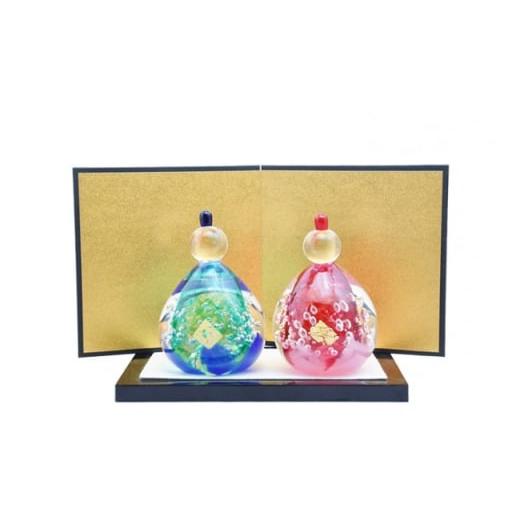ふるさと納税 陶磁器・漆器・ガラス 福岡県 宗像市 ちょこんとかわいい手作りガラスのお雛様GN-17 粋工房 _HA1640の画像
