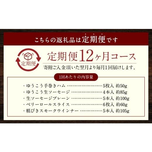 ふるさと納税 肉 ハム 長崎県 長崎市 全12回定期便 長崎伝統柑橘 ゆうこう 食べ比べセット ゆうこう手巻きハム ゆうこう生ソーセージ 4本入 生ソーセージプレ…_3
