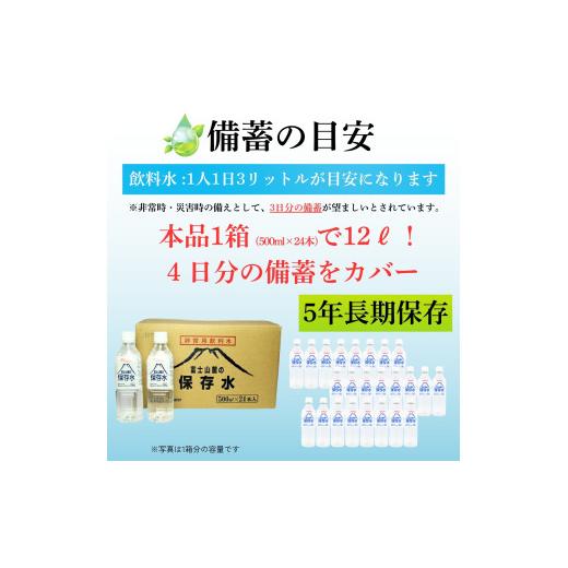 ふるさと納税 水・ミネラルウォーター 500mL〜999mL 山梨県 西桂町 非常用飲料水 富士山麓の保存水500ml 48本 (24本入2箱)総量24L／ミネラルウォーター お水 …の画像