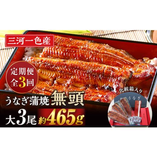 ふるさと納税 うなぎ 愛知県 西尾市  定期便 三河一色産うなぎ蒲焼 大サイズ無頭3尾入り×3回(毎月)・M117の画像
