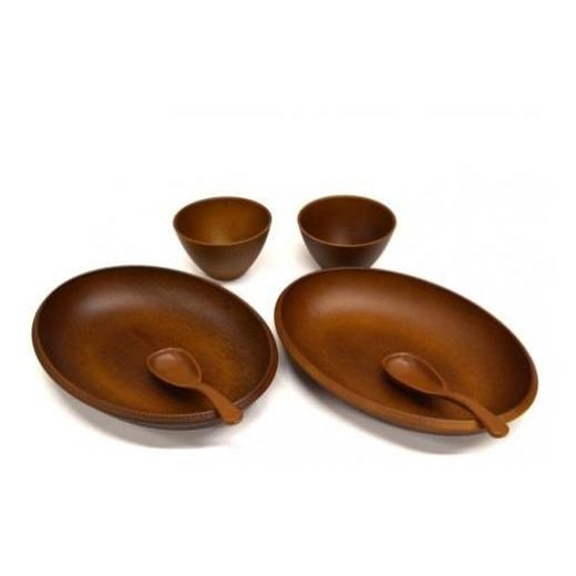 ふるさと納税 雑貨・日用品 和歌山県 和歌山市 こもれび 木目調プレート&amp;スープボール&スプーンBRセット TN93 ブラウン