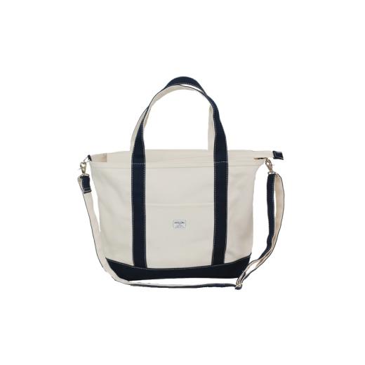 ふるさと納税 カバン トートバッグ 兵庫県 朝来市 (1)ショルダー付き2WAYトート L 生成り×ネイビー AS2D14-1 HYLON (1)生成り×ネイビー AS2D14-1