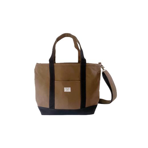 ふるさと納税 カバン トートバッグ 兵庫県 朝来市 (5)ショルダー付き2WAYトート L チョコ×ブラック(茶ベース) AS2D14-5 HYLON (5)チョコ×ブラック(…