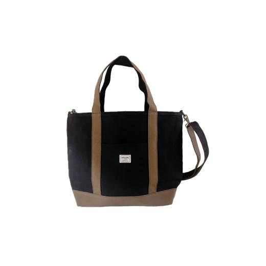 ふるさと納税 カバン トートバッグ 兵庫県 朝来市 (6)ショルダー付き2WAYトート L ブラック×チョコ(黒ベース) AS2D14-6 HYLON (6)ブラック×チョコ(…