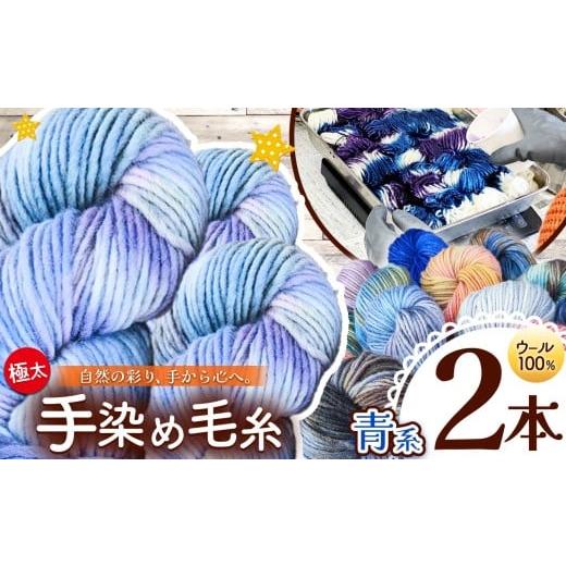 ふるさと納税 手芸 長野県 松川村 ウール100%手染め毛糸(極太) 2本 青系 | 毛糸 ウール ウール100% 手染め 裁縫 手芸 長野県 松川村 信州 2本 青系|寄付…