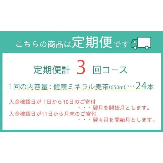 ふるさと納税 お茶類 和歌山県 海南市 定期便 毎月 全3回 健康ミネラル麦茶 650ml×24本 １ケース 3ヶ月定期便_5