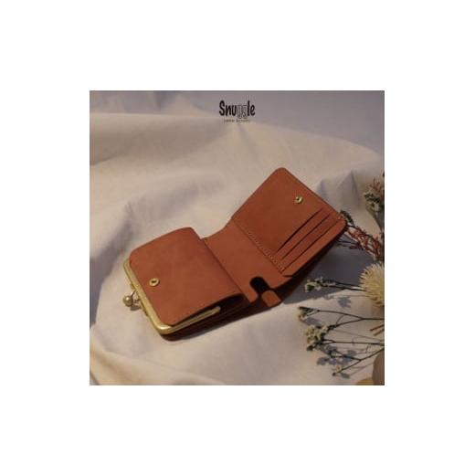 ふるさと納税 財布 長野県 小諸市 4色展開 がま口ショートウォレット 通常タイプ 革小物 ハンドメイド 手縫い 一点物 財布 スナッグルレザー 枯葉 …