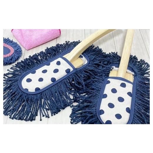 ふるさと納税 雑貨・日用品 兵庫県 朝来市 むろの屋&gt; 木製ハンドル付き デザインハンディモップ ネイビードット 掃除道具 おしゃれ ナチュラル 北欧 イン…