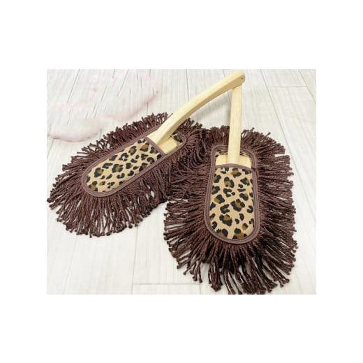 ふるさと納税 雑貨・日用品 兵庫県 朝来市 むろの屋&gt; 木製ハンドル付き デザインハンディモップ レオパード 掃除道具 おしゃれ ナチュラル 北欧 インテリ…