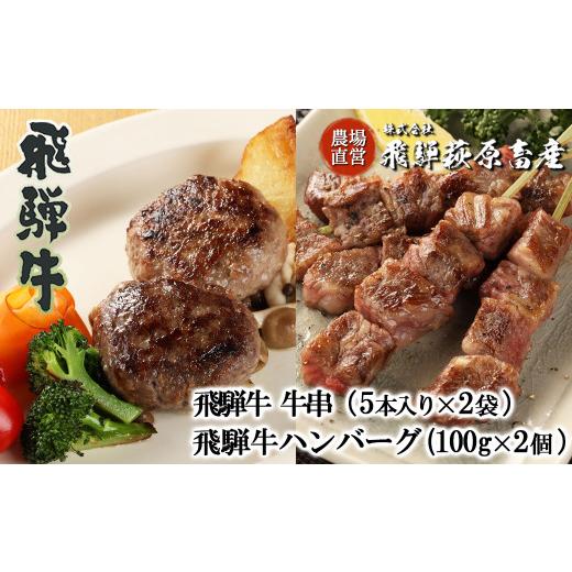 ふるさと納税 肉 ハンバーグ 岐阜県 下呂市 父の日までにお届け(6月17日〜19日発送) 飛騨牛串焼き・飛騨牛ハンバーグセット(牛串 10本・ハンバーグ 100g×…