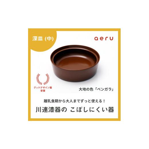 ふるさと納税 食器・グラス 皿 秋田県 湯沢市 aeru 川連漆器のこぼしにくい器 深皿 べんがら (株)和える N5-15601の画像