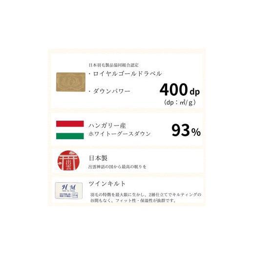 ふるさと納税 タオル・寝具 掛け布団 島根県 出雲市 ゴア 羽毛ふとん ダブルサイズ ホワイトグース トレニアH：ピンク系の画像