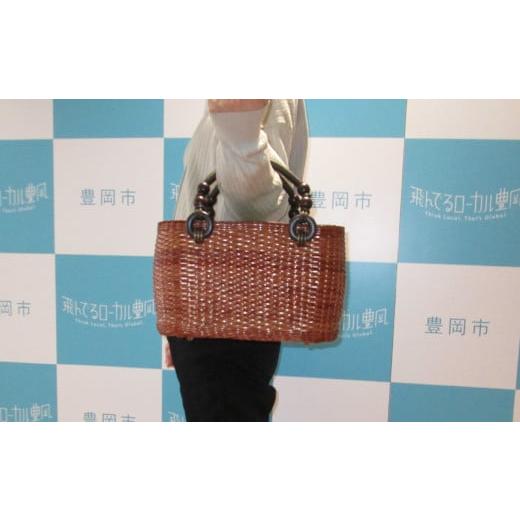 豊岡杞柳細工かごバッグ　 伝統工芸品 杞柳製品協同組合」杞柳細工かごバッグ 柳染椀型ピクニック