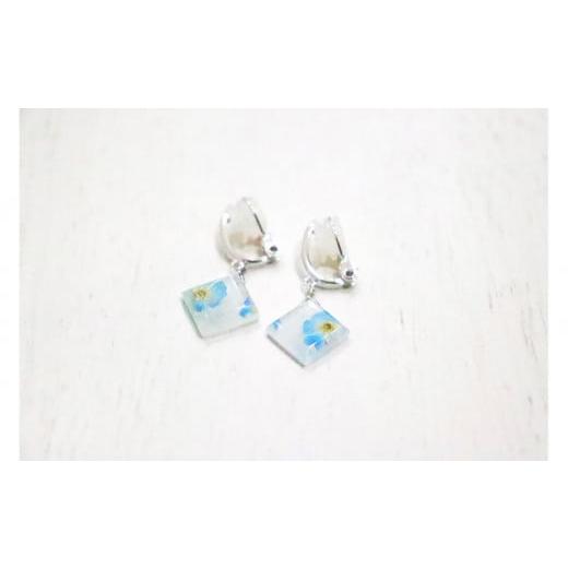 ふるさと納税 アクセサリー 愛知県 大府市 七宝 青い花のイヤリング SV(銀色・S)- ギフト包装付き -