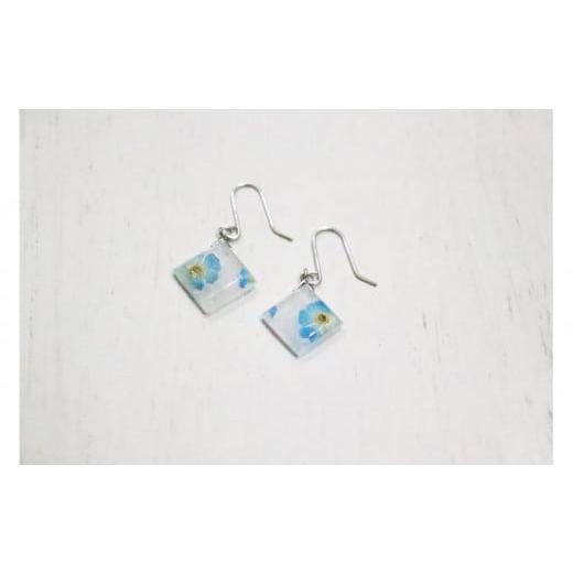 ふるさと納税 アクセサリー ピアス 愛知県 大府市 七宝 青い花のピアス SV(銀色・S)- ギフト包装付き -