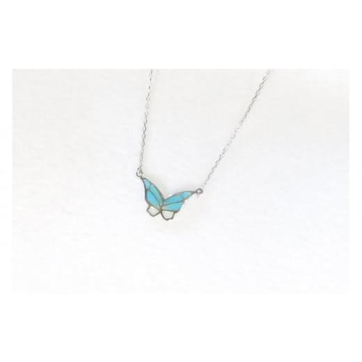 ふるさと納税 アクセサリー ペンダント 愛知県 大府市 七宝 小さな蝶のペンダント SV(チェーン40cm) - ギフト包装付き -