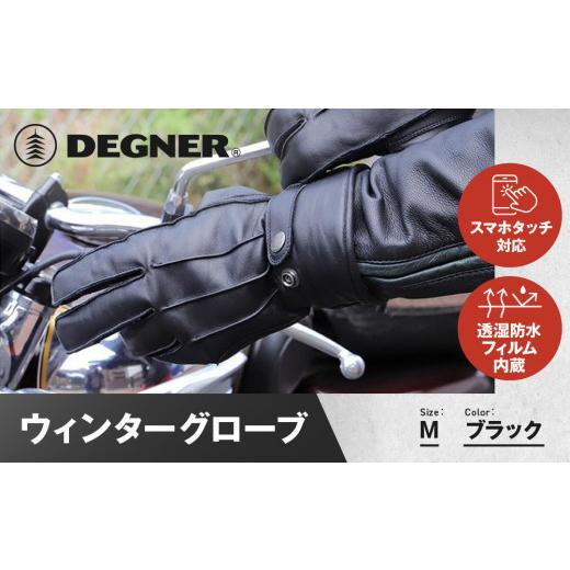 ふるさと納税 アウトドアグッズ 京都府 京都市  デグナー ウィンターグローブ WG-34 ブラック〈Mサイズ〉［ 京都 革 手袋 レザー グローブ バイクギア ブラン…_1