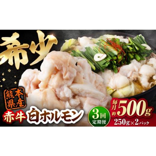 ふるさと納税 牛肉 ホルモン 熊本県 合志市 全3回定期便 赤牛 ホルモン 500g(250g×2パック) / お肉 肉 牛肉 あか牛 小腸 シロホルモン もつ 熊本県産 冷…