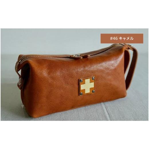 ふるさと納税 ファッション 大阪府 東大阪市 木の庄帆布 小物入れ ラウンドポーチ K-KHG-WBP01T #46 CAMEL(キャメル) - レザーのなめらか感を引き出すボック…