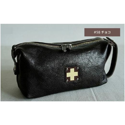 ふるさと納税 ファッション 大阪府 東大阪市 木の庄帆布 小物入れ ラウンドポーチ K-KHG-WBP01T #58 D.CHOCO(D.チョコ) - レザーのなめらか感を引き出すボッ…