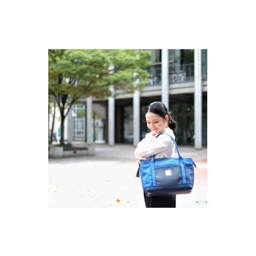 ふるさと納税 カバン トートバッグ 兵庫県 西宮市 右肩用 お仕事バッグ しごとーと シャイニー キャリーオン コバルトブルー/ネイビー 右肩掛け用