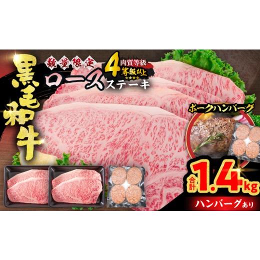 ふるさと納税 牛肉 ステーキ 宮崎県 日南市 令和8年10月配送 数量限定 黒毛和牛 ロースステーキ 4枚 計1kg 豚 ハンバーグ 4個 合計1.4kg 牛肉 国産 霜降り 人…