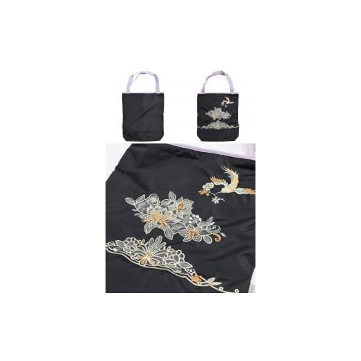 ふるさと納税 カバン トートバッグ 京都府 京都市 シノワズリーモダン京都 花鳥オーガンジーカットワーク刺繍 防水・撥水トートバッグ ブラック[ 京都 日傘 …