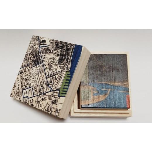 ふるさと納税 木工品・竹工品 東京都 台東区 桐箱(二重箱) 名所江戸水景 (5)浅草川首尾の松 御厩河岸 1ケ (カラー:黒) 黒