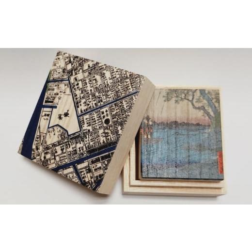 ふるさと納税 木工品・竹工品 東京都 台東区 桐箱(二重箱) 名所江戸水景 (6)御厩河岸 1ケ (カラー:黒) 黒