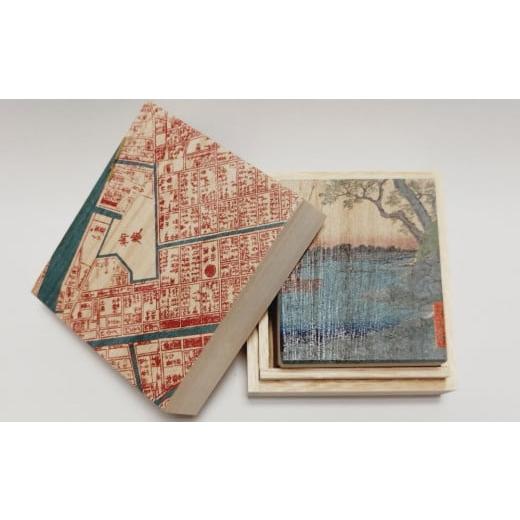 ふるさと納税 木工品・竹工品 東京都 台東区 桐箱(二重箱) 名所江戸水景 (6)御厩河岸 1ケ (カラー:ピンク) ピンク