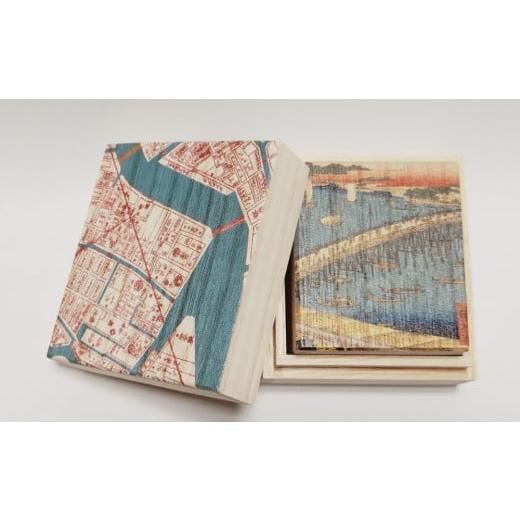 ふるさと納税 木工品・竹工品 東京都 台東区 桐箱(二重箱) 名所江戸水景 (9)両国橋大川ばた 1ケ (カラー:ピンク) ピンク