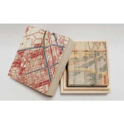 ふるさと納税 木工品・竹工品 東京都 台東区 桐箱(二重箱) 名所江戸水景 (3)小梅堤 1ケ (カラー:ピンク) ピンク