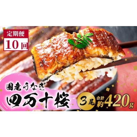ふるさと納税 うなぎ 高知県 南国市  通常用 10回定期便 極上国産うなぎ四万十桜 蒲焼き約140g×3尾 | 完全無投薬 うなぎ 鰻 蒲焼き 定期便 国産 調理済み タ…_1