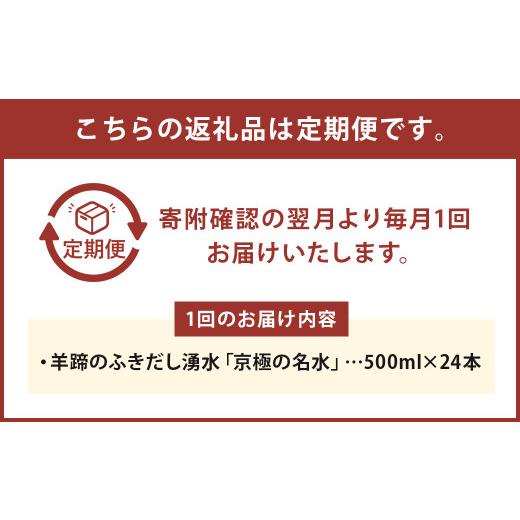 ふるさと納税 水・ミネラルウォーター 500mL〜999mL 北海道 京極町  3回定期便 羊蹄のふきだし湧水 「京極の名水」 500ml×24本 （1ケース） 軟水 水 みず ペ…の画像