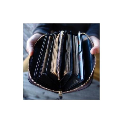ふるさと納税 財布 茨城県 ひたちなか市 ラフテール コードバン ロングZIPウォレット BLACK DAIAMOND CW-BKD-LZの画像
