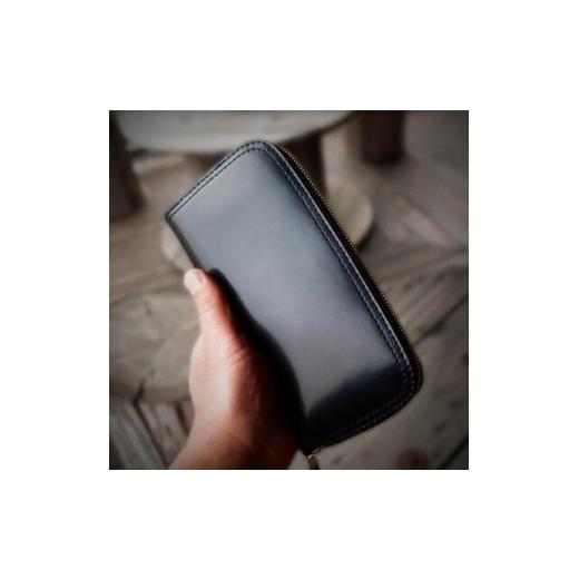 ふるさと納税 財布 茨城県 ひたちなか市 ラフテール コードバン ロングZIPウォレット BLACK DAIAMOND CW-BKD-LZの画像