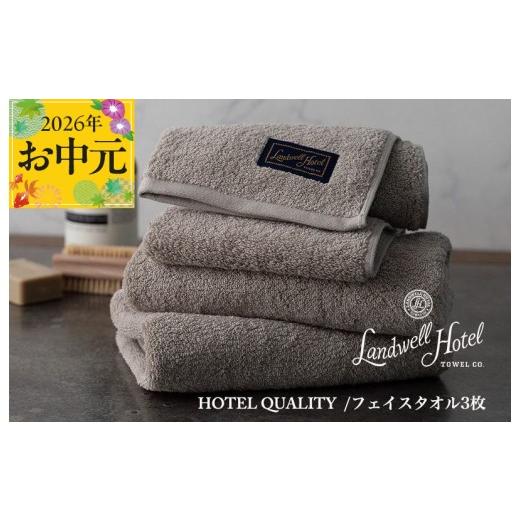 ふるさと納税 タオル・寝具 フェイスタオル 大阪府 泉佐野市 お中元対応 Landwell Hotel フェイスタオル 3枚 グレー ギフト 贈り物 TVで紹介_1