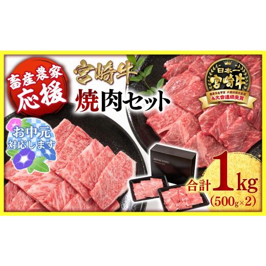 ふるさと納税 牛肉 焼肉・バーベキュー 宮崎県 西都市 お中元ギフト 畜産農家応援 宮崎牛 赤身&肩ロース 食べ比べ焼肉セット1kg (500g ×2)4等級以上 ミ…