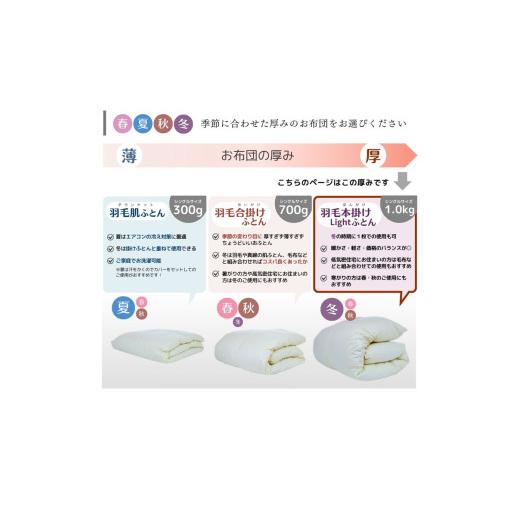ふるさと納税 タオル・寝具 京都府 亀岡市  スモーキーグレー 羽毛布団 シングル ホワイトダックダウン85% 本掛けLight 国産 羽毛ふとん 掛け布団 寝具 布団 …の画像