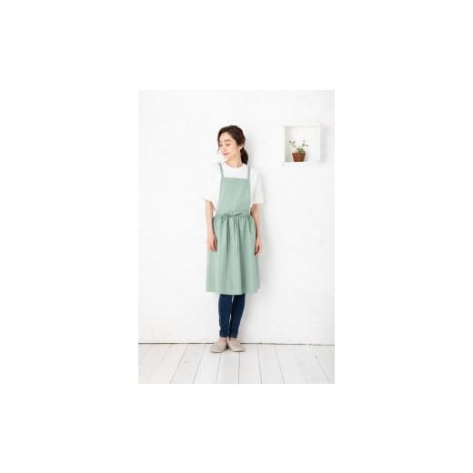 ふるさと納税 服 女 香川県 さぬき市 ミント ノーアイロン ふんわりギャザーエプロン ミント