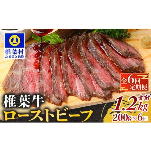 ふるさと納税 惣菜・レトルト 冷凍 宮崎県 椎葉村 定期便 6回定期便 宮崎県産 大人気 椎葉牛 ローストビーフブロック 200g(100g×2P)×6回 計1.2kg[送料無…