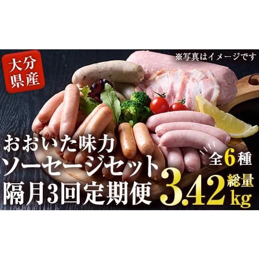 ふるさと納税 肉 ソーセージ 大分県 佐伯市 定期便・全3回(隔月) おおいた 味力 ソーセージ セット(総量3.42kg) ウィンナー ベーコン 定期便 国産 冷凍 豚肉 …