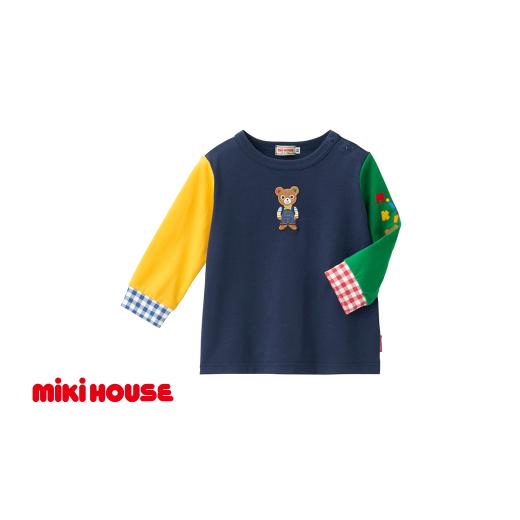 ふるさと納税 服 子ども 兵庫県 朝来市 ミキハウス プッチー長袖Tシャツ 紺−120cm (10-5246-497) ミキハウス mikihouse 子供服 子ども服 長袖 Tシャツ 白 …