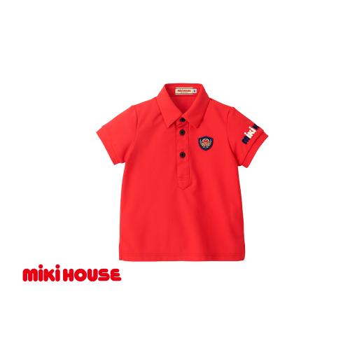 ふるさと納税 服 子ども 兵庫県 朝来市 ミキハウス エンブレム半袖ポロシャツ 赤−110cm(10-5510-495) ミキハウス mikihouse 子供服 子ども服 半袖ポロシャ…