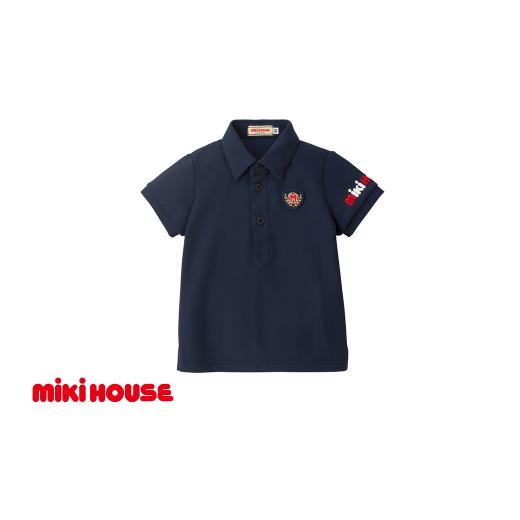 ふるさと納税 服 子ども 兵庫県 朝来市 ミキハウス エンブレム半袖ポロシャツ 紺−110cm(10-5510-495) ミキハウス mikihouse 子供服 子ども服 半袖ポロシャ…